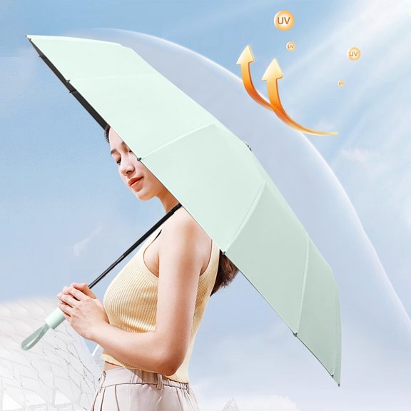 Fully Automatic 10-Rib Umbrella - Foldable UV Protection and Rain Umbrella, Wind-Resistant Design, Easy One-Handed Operation, Compact for Travel, Durable Black Rubberized Coating