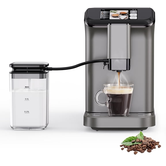 Fully Automatic Coffee Machine – 20 Bar Pressure, Automatic Milk Frother, Steam Wand, Double Boiler, LCD Touch Control, Fast Brewing, 1350W Coffee Maker for Cappuccino & Latte