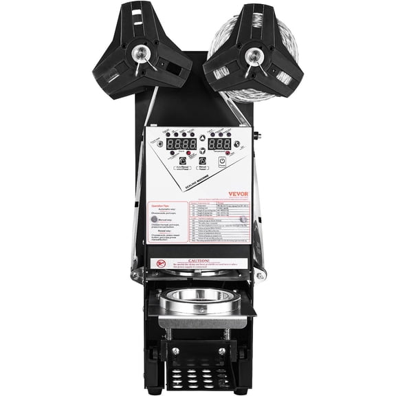 Fully Automatic Cup Sealing Machine - 500-650 Cups/Hour for 90/95mm Bubble Tea & Coffee Cups w/Digital LCD Panel