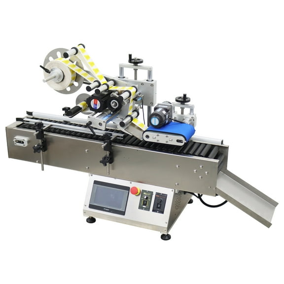 Fully Automatic Desktop Horizontal Bottle Labeling Machine with Conveyor Roller for Cosmetics Food Beverage