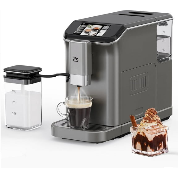 Fully Automatic Espresso Machine, 7 Coffee Varieties, 20-Bar Coffee Espresso Machine with Automatic Milk Frother, 7 Coffee Varieties, Intuitive Touch Display, 1.5-L Water Tank