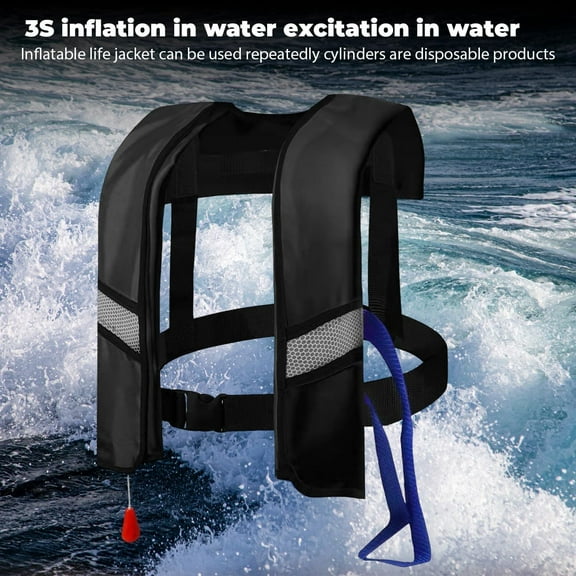 Fully Automatic Inflatable Life Jacket With Reflectors, Automatic Inflation System, Safety Whistle, And Emergency Pull Cord, Ideal For Outdoor Adventures, Water Sports, Kayaking,