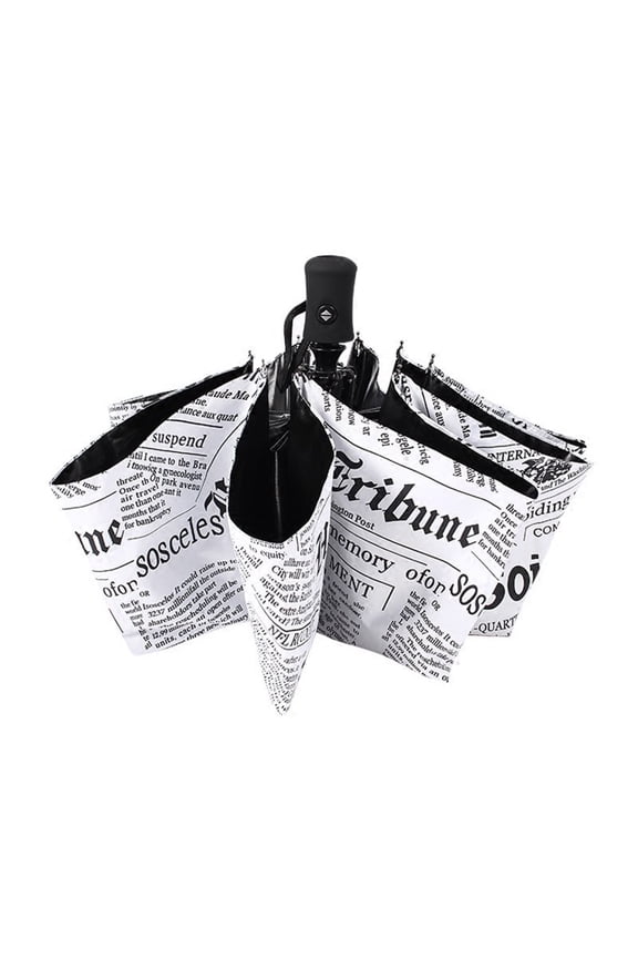 Fully Automatic Newspaper Printing Three Folding Umbrella Unisex Retro Umbrellas for Outdoor Traveling Camping Rainy and Sunny Umbrella