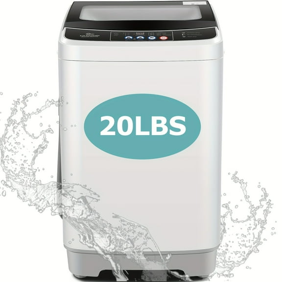 Fully Automatic Portable Washer Dryer Combo, 20Lbs/2.8 Cu.Ft, LED Display, 10 Programs & 8 Water Levels with Drain Pump for Apartment, Dorms, RV