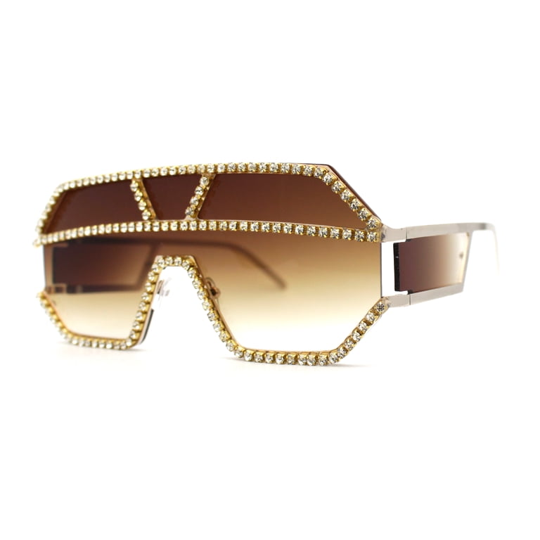 Fully Blinged Out Rhinestone Flat Top Mob Rimless Racer  display picture 3