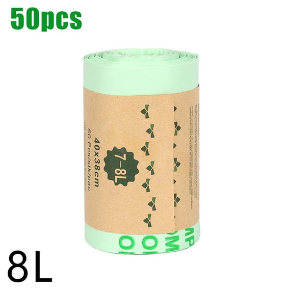 Fully Compostable Kitchen Trash Bags, Robust Plant-Based Corn Starch & PLA Bags, Sturdy Resilient Leak-Proof Compost Liners, 1.6 / 2.1 / 2.6 / 8 Gallon (6L - 30L)