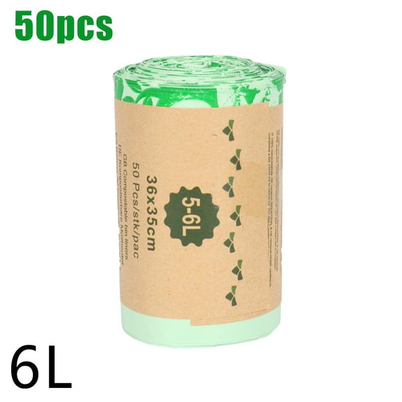 Fully Compostable Kitchen Trash Bags, Robust Plant-Based Corn Starch & PLA Bags, Sturdy Resilient Leak-Proof Compost Liners, 1.6 / 2.1 / 2.6 / 8 Gallon (6L - 30L)