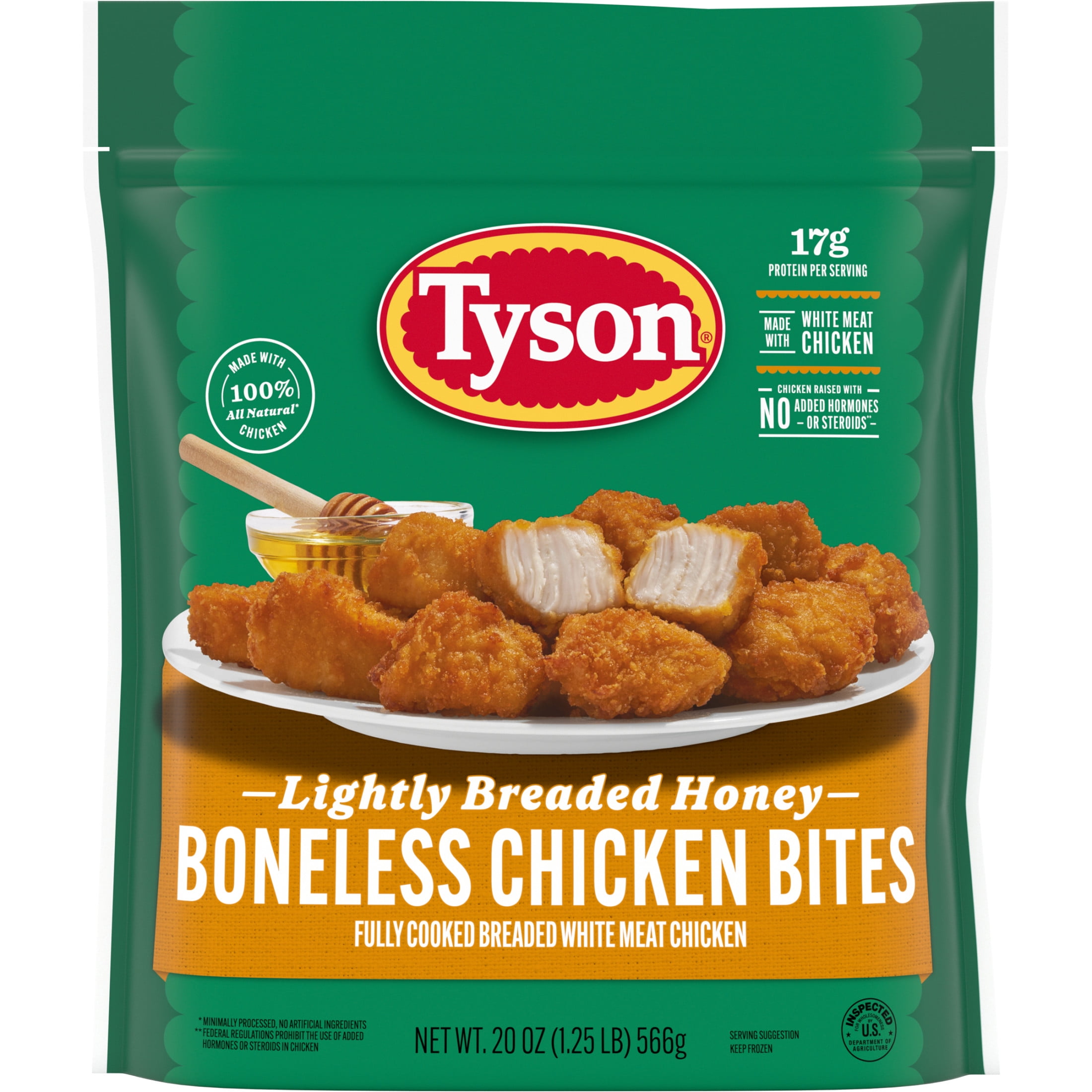Tyson Lightly Breaded Honey Chicken Nugget Bites, 20 oz (Frozen, Fully ...