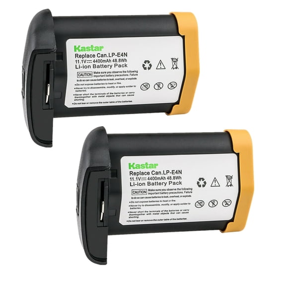 [Fully Decoded] Kastar 2-Pack 11.1V 4400mAh LP-E4N Battery Replacement for Canon LP-E4 LPE4, LP-E4N LPE4N, US 5751B002 Battery, Canon LC-E4 LC-E4N Charger
