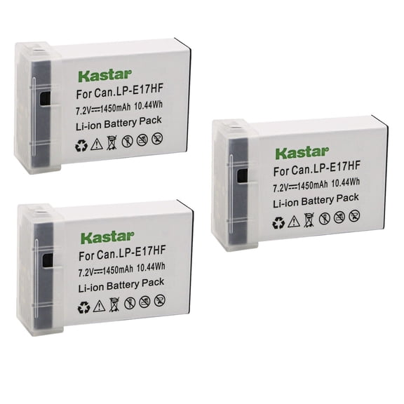 [Fully Decoded] Kastar 3-Pack LP-E17HF Battery Replacement for Canon KISS X8i, KISS X9i, EOS Rebel T6i, EOS Rebel T6s, EOS Rebel T7i, EOS Rebel T8i, EOS M3, EOS M5, EOS M6, EOS M6 Mark II Camera