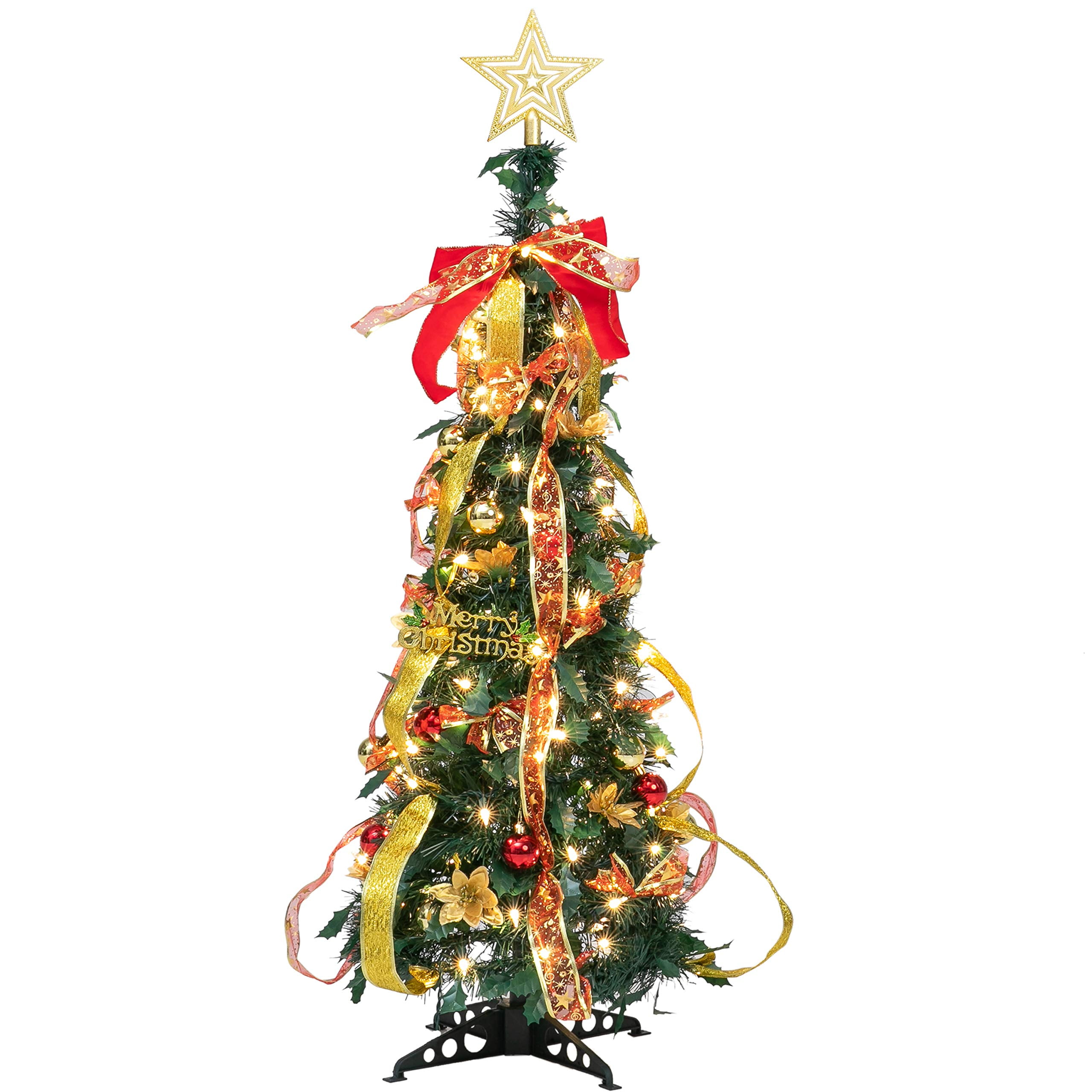 Fully Decorated Christmas Tree, Pop Up Christmas Tree with Warm Lights