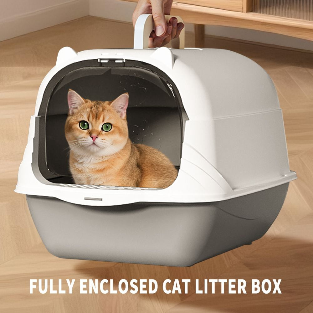Fully Enclosed Cat Litter Box – Effectively Filters Cat Litter, Easy to Add & Clean Litter, Removable Design for Easy Cleaning