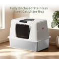 thumbnail image 1 of Fully Enclosed Cat Litter Box, Hooded Cat Litter Pan with Flip Entry Door, 50 x 35 x 35cm Overall Size, Stainless Steel Base 50 x 35 x 10cm, 1 of 5