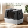 thumbnail image 1 of Fully Enclosed Cat Litter Box, Hooded Cat Litter Pan with Flip Entry Door, 50 x 35 x 35cm Overall Size, Stainless Steel Base 50 x 35 x 10cm, 1 of 5