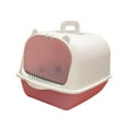 thumbnail image 1 of Fully Enclosed Cat Toilet Durable with Front Door Flap Hooded Cat Pink White, 1 of 8