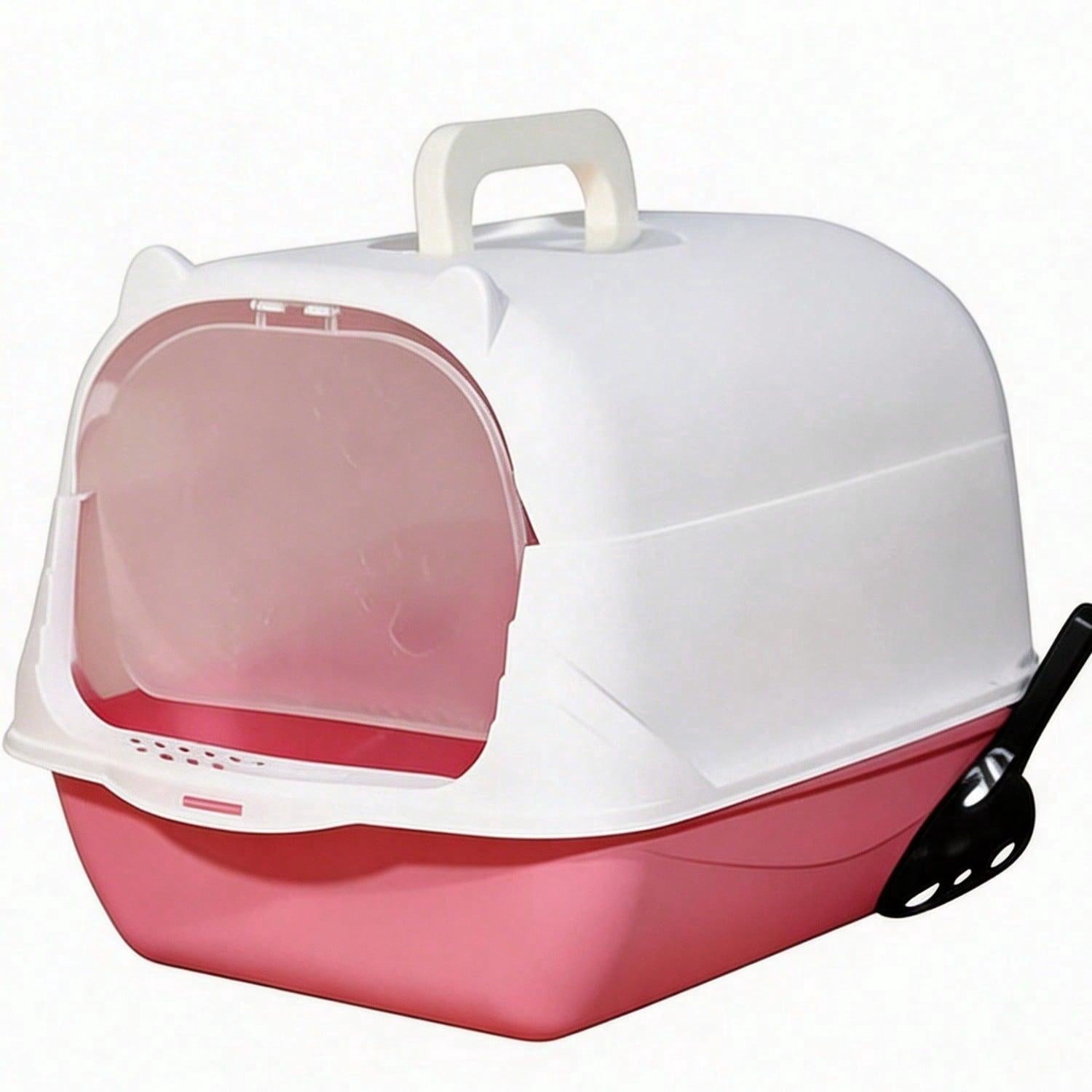 Fully Enclosed Portable Cat Litter Box – Large Space With Front Entry, Litter Filter Pedal & Easy-Clean Odor-Control Covered Design