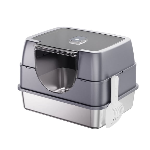 Fully Enclosed Stainless Steel Cat Litter Box White - 2025 Top Pick, Odor Lock, No Litter Scatter, Easy Clean