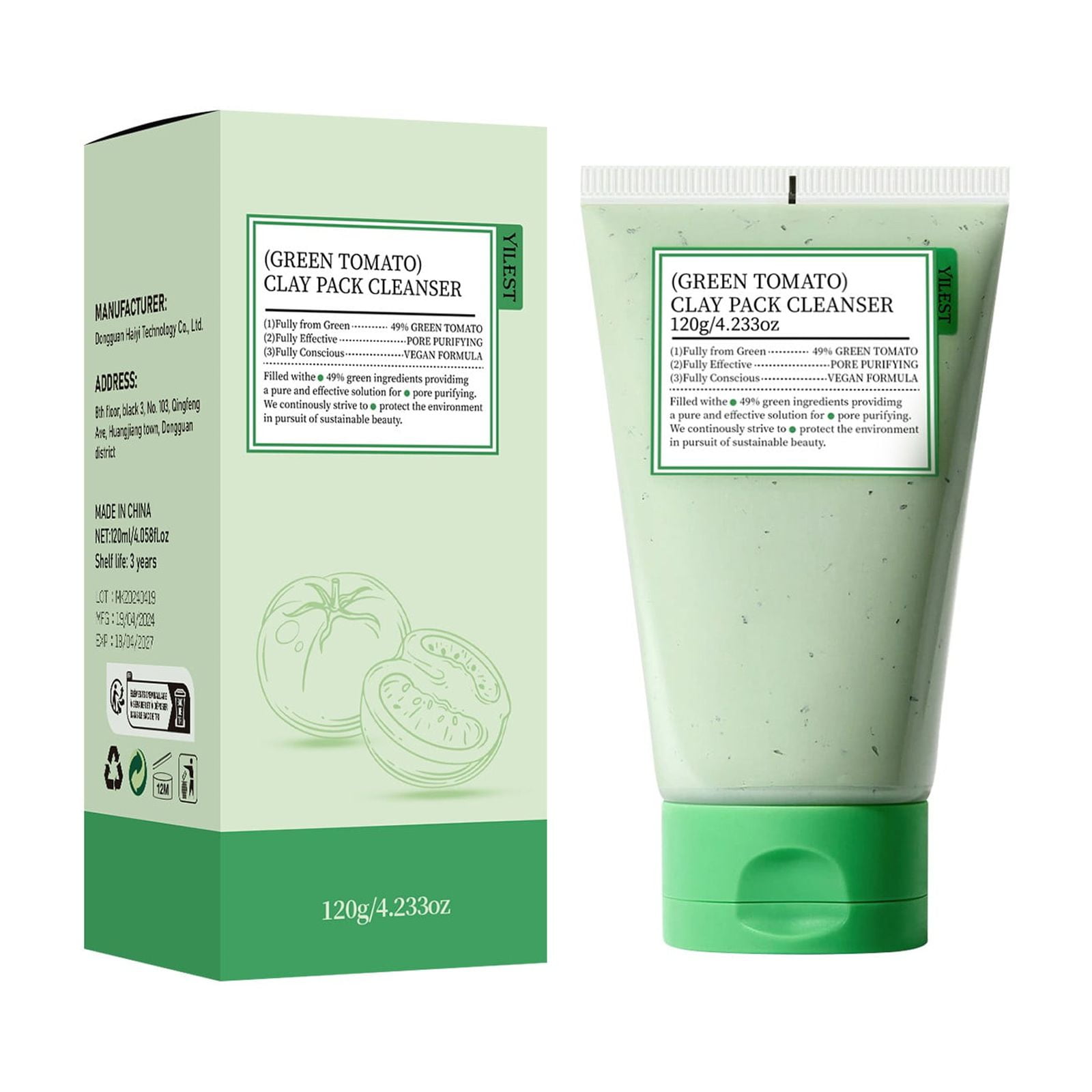 Fully Green Tomato Clay Pore Cleanser Purifying With 49 Green Tomato Extract Sebum & Clogged