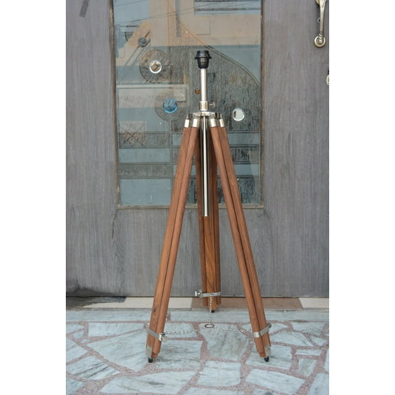 Fully Handmade Nautical Style Floor Lamp Stand Wooden Adjustable Tripod Home & Office Deco