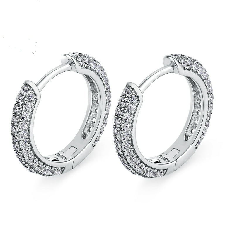 White gold cz hoop earrings discount