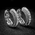 thumbnail image 1 of Fully Iced Paved 14K White Gold Plated 3D Cubic Zirconia Men Women Hoop Earrings, 1 of 9