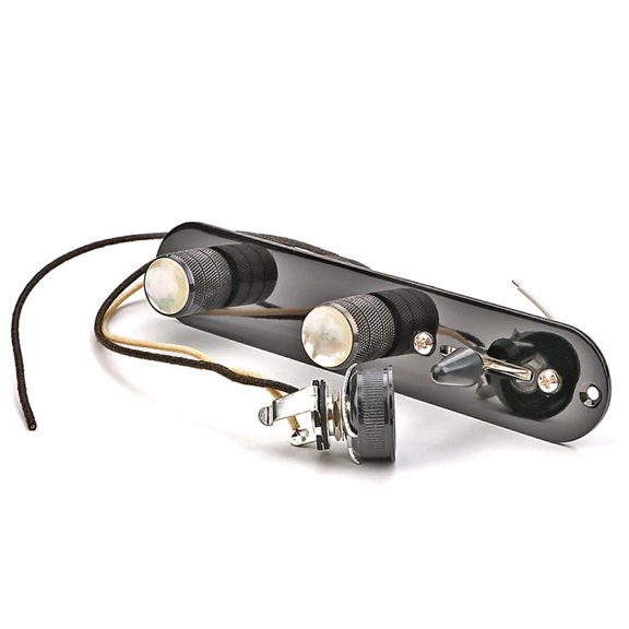 Fully Loaded Control Plate Pre-Wired 3-Way Control Plate with Wiring Harness for Electric Guitar(Black)