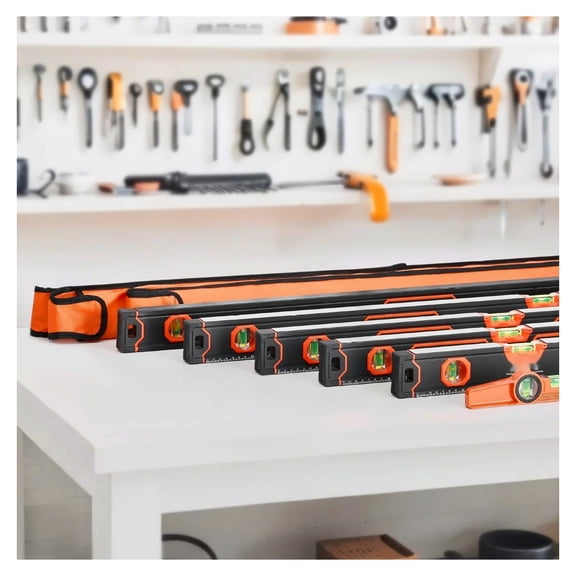 Fully Magnetic 6-Piece Aluminum Alloy Box Beam Level Set - 78/48/32/24/16/10 Inch | 45/90/180 Degree Bubble Vials | SAE & Metric Rulers