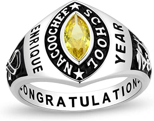 Fully Personalized Customized class rings Sterling Silver Women's High ...