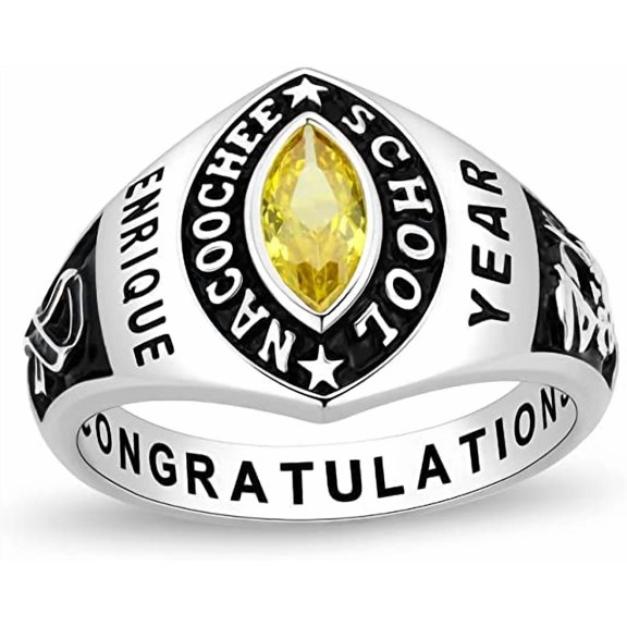 Fully Personalized Customized class rings Sterling Silver Women's High School Class Rings and College Class Ring