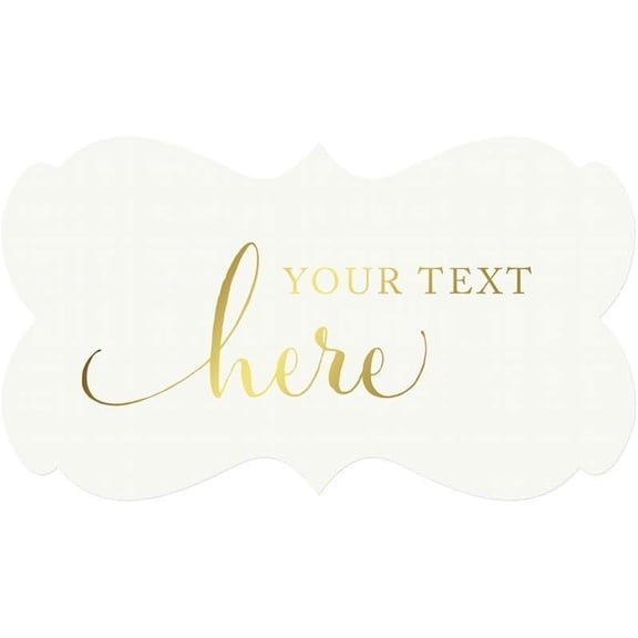 Fully Personalized Fancy Frame Rectangular Label Stickers, Your Text Here, Metallic Gold Ink, 36-Pack, Custom Name Wedding Decorations, Wedding Favors, Stickers for Packaging, Party Favor