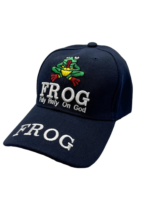 Fully Rely on God (Frog) Unisex Religious Baseball Cap with High Definition Embroidery, Multiple Colors Available