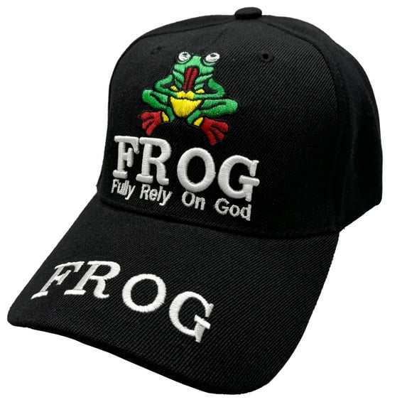 Fully Rely on God (Frog) Unisex Religious Baseball Cap with High Definition Embroidery, Multiple Colors Available