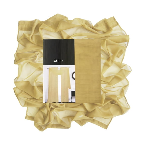 Fully Stitched Window Curtain Sheer Voile Scarf 55" X 216" (GOLD)GOLD