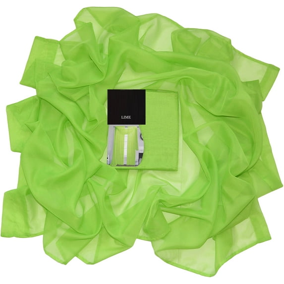 Fully Stitched Window Curtain Sheer Voile Scarf 55" X 216" (NEON GREEN)NEON GREEN