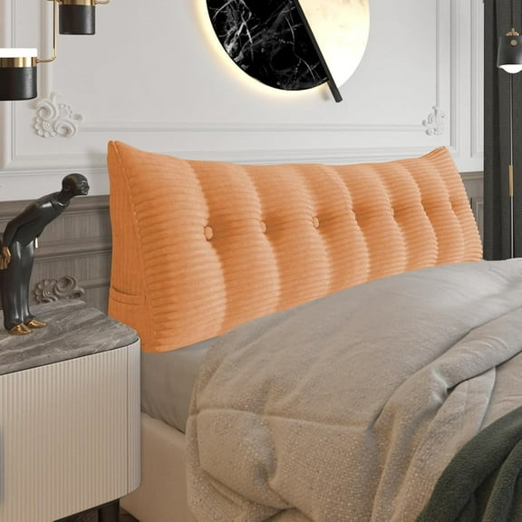 Fully Stuffed Thicken Headboard Pillow king Padded Headboard Soft and Firm Support Large Bolster Triangular Bed Wedge Pillow Backrest Positioning Bed Rest Reading Pillows for Bed Corduroy