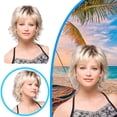 thumbnail image 1 of Fully Synthetic Women's Lace Closure Wig - Short Fashionable Rose Gold Shampoo Natural Hair Design, 1 of 5