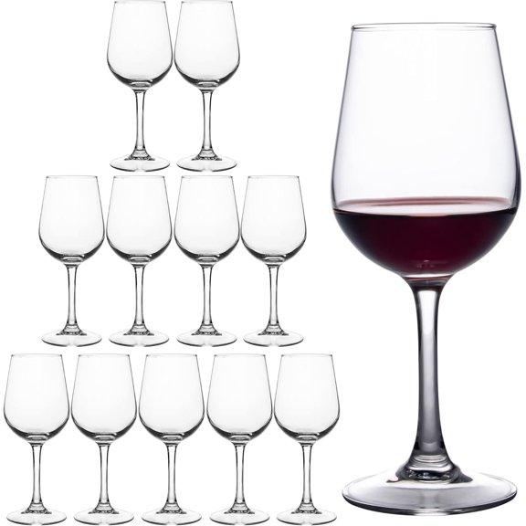 Fully Tempered Wine Glasses, Shock Resistant Wine Glass Set for Red or White Wine, Dishwasher Safe Stem Glasses for Restaurants, Bars, Home (Set of 12, 12 oz)