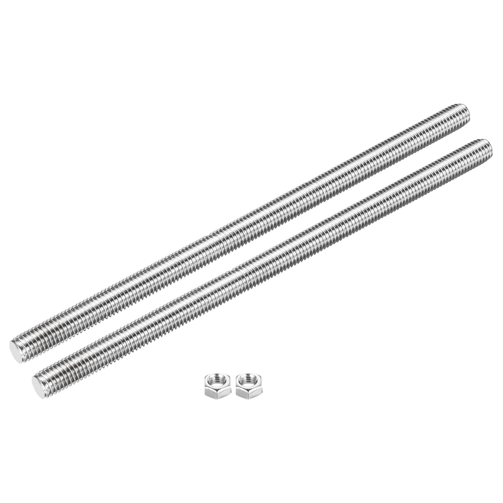 Fully Threaded Rod M10 x 300mm 1.5mm Pitch 304 Stainless Steel Right Hands 2pcs