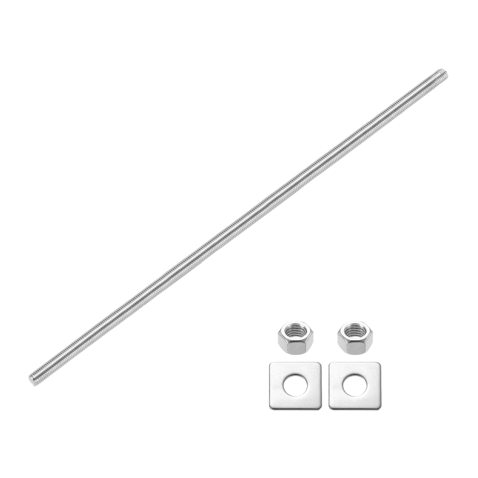 Fully Threaded Rod, M12 x 400mm 304 Stainless Steel with Nuts Washers
