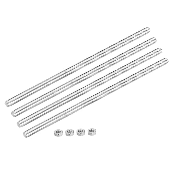 Fully Threaded Rod M6 x 100mm 1mm Pitch 304 Stainless Steel Right Hands 4pcs