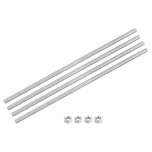 Fully Threaded Rod M6 x 350mm 1mm Pitch 304 Stainless Steel Right Hands 4pcs