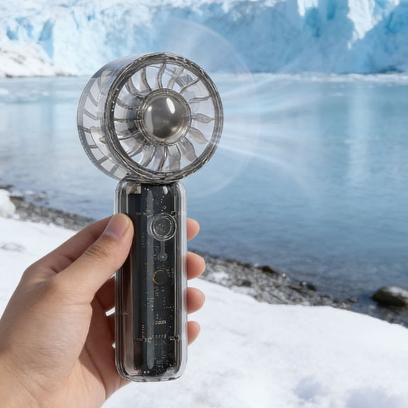 Fully Transparent Mini Handheld Fan USB Lanyard High Wind Power Portable Pocket Fan Small Outdoor Camping Commuting Shopping Cooling Device Compact Bag Carry