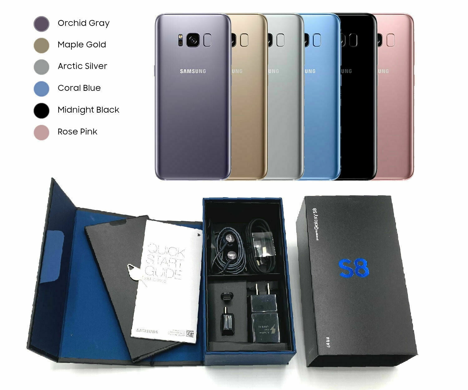 Fully Unlocked Samsung Galaxy S8 64GB SM-G950U (RETAIL BOX