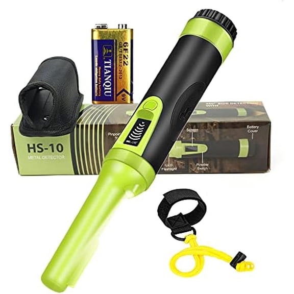Fully Waterproof LCD Display Pinpointing Gold Metal Detector with LED Flashlight,360 Degree Searching Pinpointer,IP68 Underwater to 3m/9.8feet Treasure Hunter for Adults and Kids, Three Modes,Green