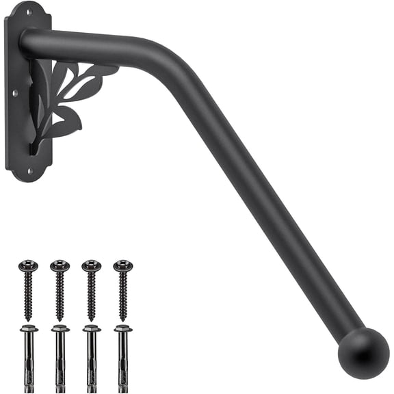 Fully Welded Staircase Handrail Iron Handrail Indoor Outdoor Steps Garage Railing Safety Grab Bar for Elderly Branch Shaped 24'' Length 1.3'' Dia