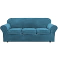 thumbnail image 1 of Fully Wrapped Elastic Sofa Cover In Peacock Blue For One Person Sofa Cover Color:D Material:Polyester-Cotton Blend, 1 of 9