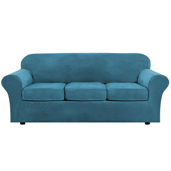 Fully Wrapped Elastic Sofa Cover In Peacock Blue For One Person Sofa Cover Color:D Material:Polyester-Cotton Blend