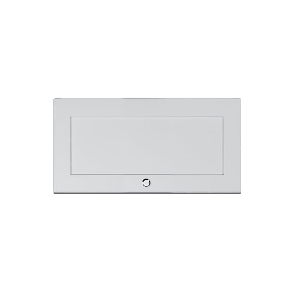 Fully assembled 24" W x 18" H wall cabinet in white shaker style with lift-up door and nickel knob