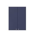 thumbnail image 1 of Fully assembled 24" W x 30" H wall cabinet in midnight navy slab style with French doors and nickel knobs, 1 of 1