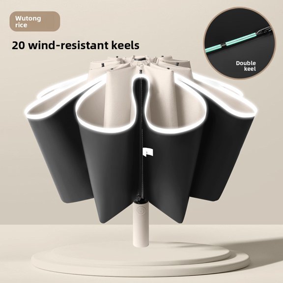 Fully automatic umbrella, 20 wind-resistant umbrella bones, safe and reflective, universal on sunny and rainy days.